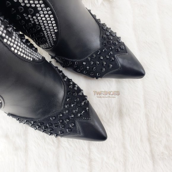 Stunning Rhinestone Stud Sexy Fringe Ankle Boots Size 10 LAST ONE - Picture 3 of 13